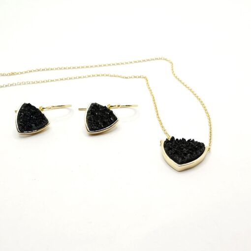 Gold-Plated Silver Druzy Jewelry Set BI0001