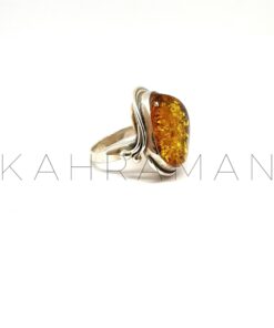 Sterling Silver Amber Ring BA0094