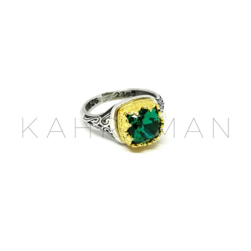 Χειροποίητο δαχτυλίδι με πράσινη πέτρα BA0193